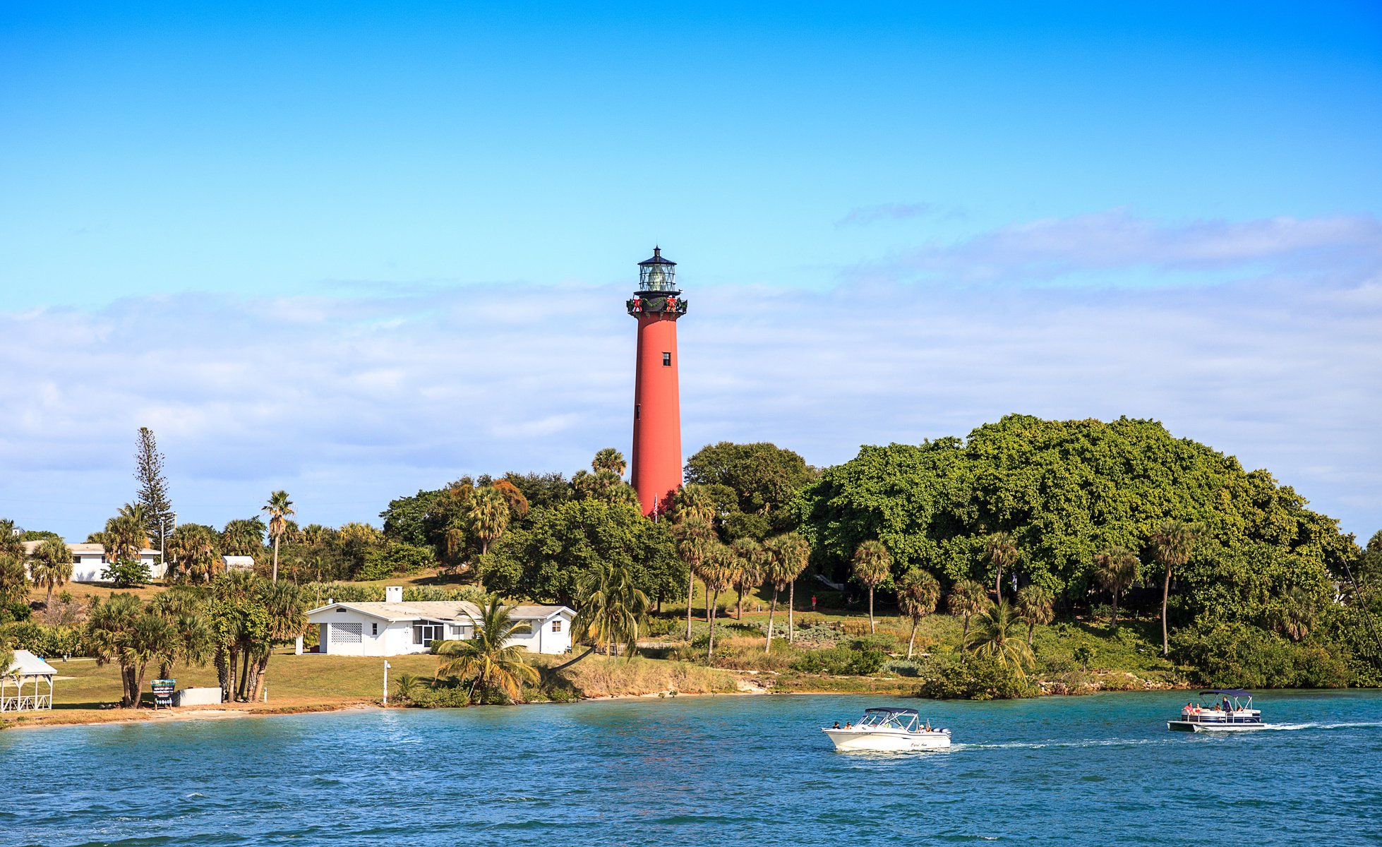 Jupiter Inlet Lighthouse from across the water in Jupiter